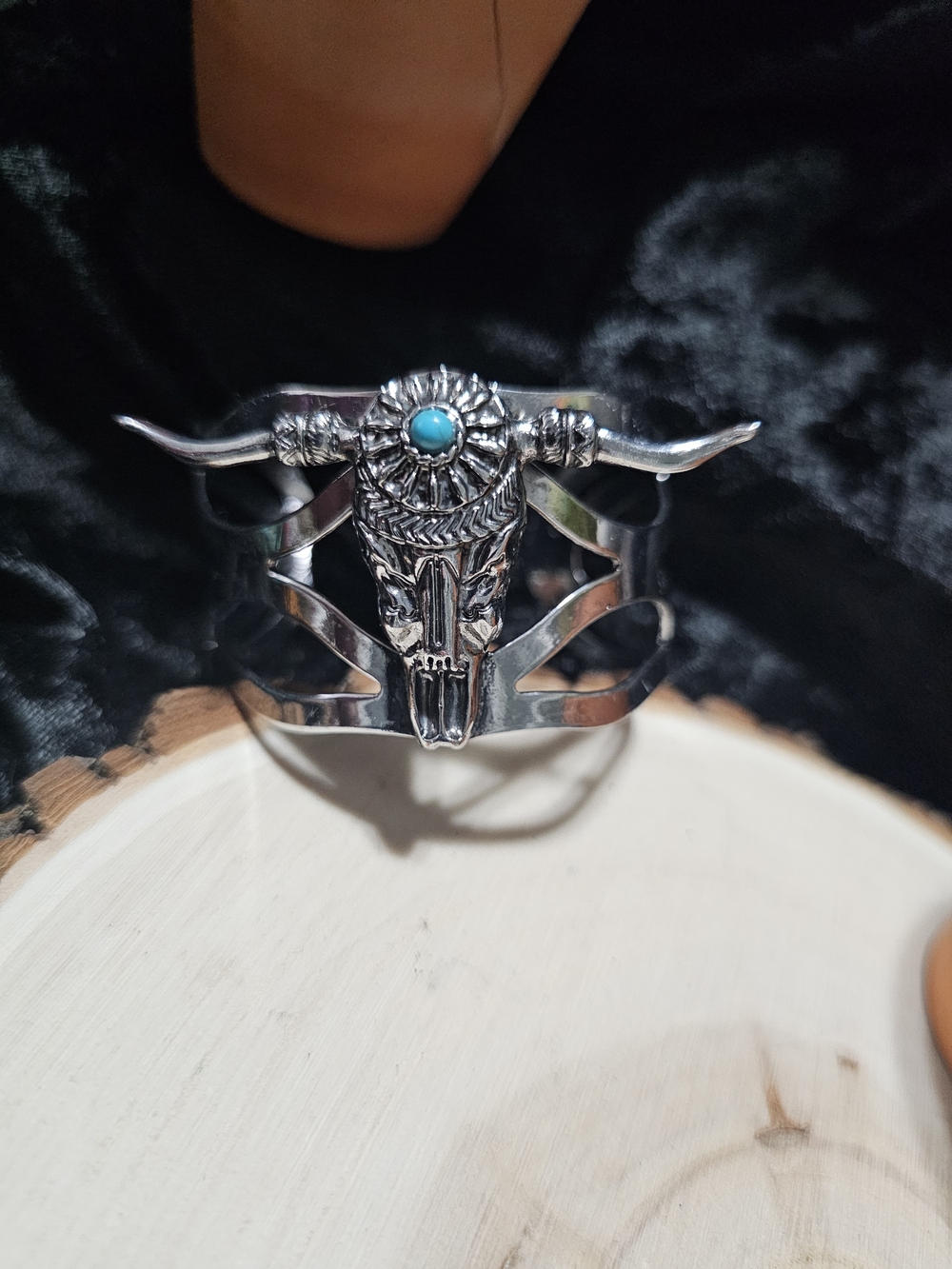 Southwestern Silver Cuff Bracelet with Turquoise Accent